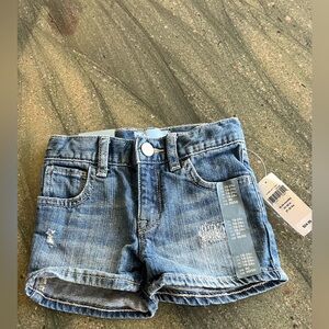GAP Girls Light Blue Distressed Denim Cuffed Shorts